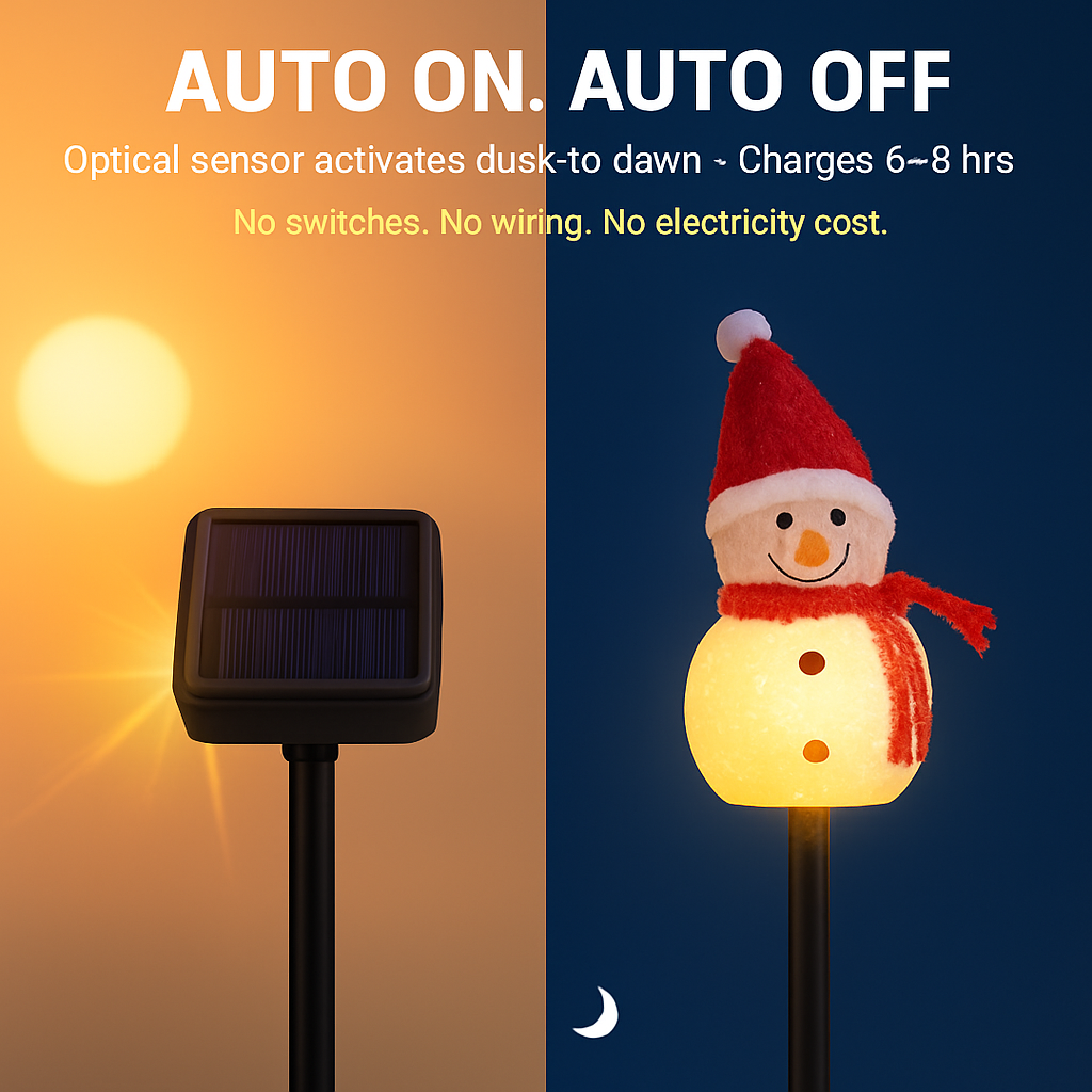 Solar Snowman Stake Light - 3 Pack, Warm White Outdoor Decor