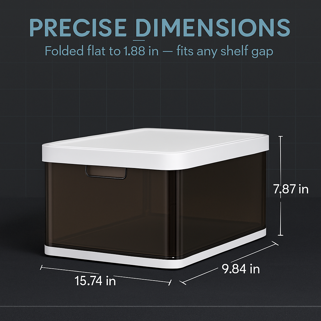 3 Pack Foldable Storage Bin with Lid Stackable Plastic Close
