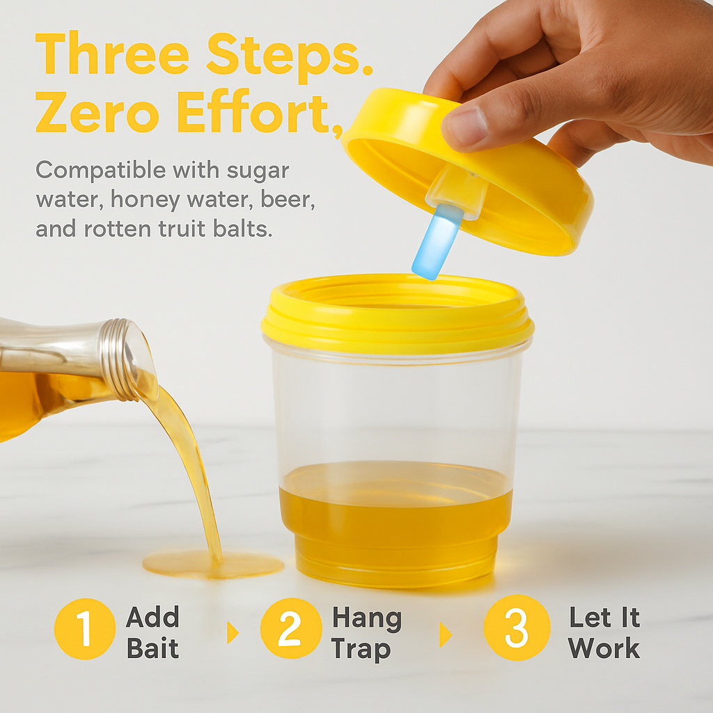 3Pack Solar Wasp Traps Outdoor Hanging Insect Catchers with UV Light for Paper Wasps Yellow Jackets Small Hornets Fruit Flies House Flies