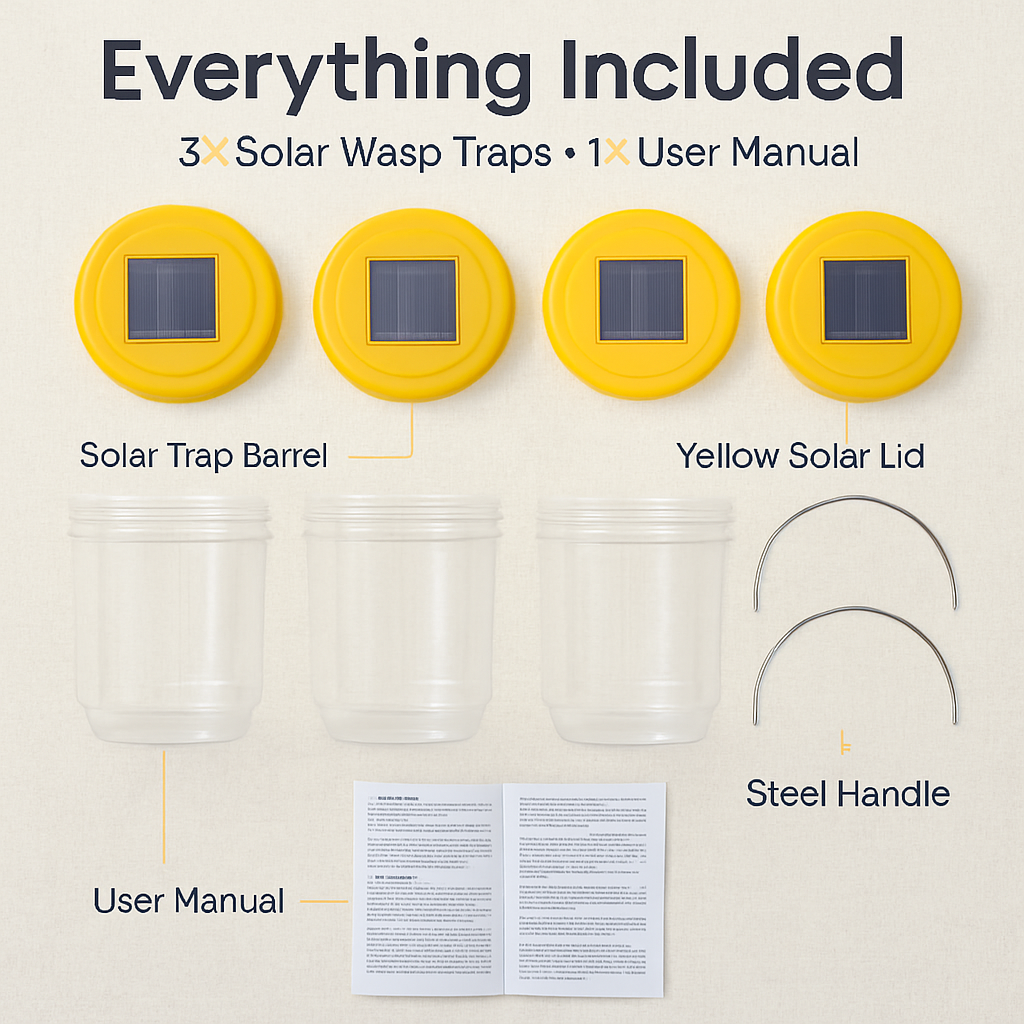 3Pack Solar Wasp Traps Outdoor Hanging Insect Catchers with UV Light for Paper Wasps Yellow Jackets Small Hornets Fruit Flies House Flies