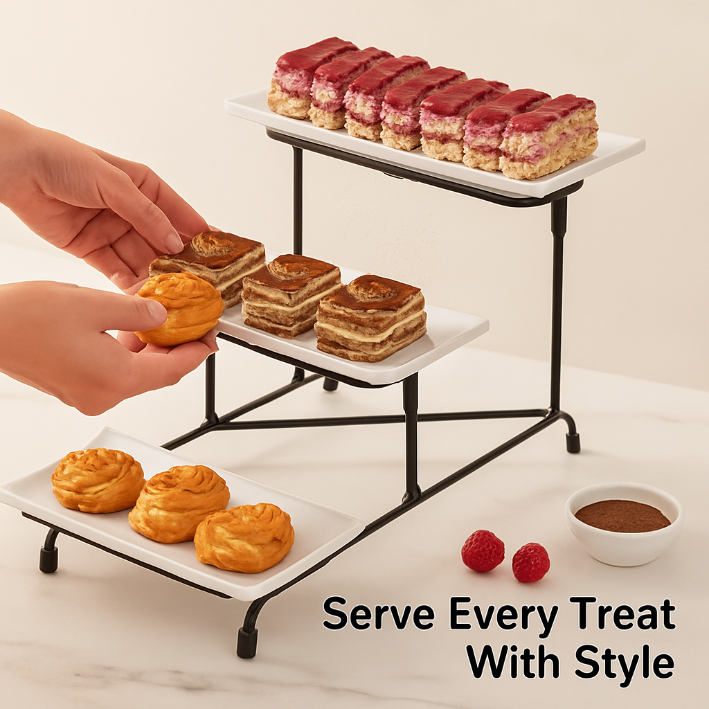 3-Tier Plastic Serving Tray Dessert Server Display Stand