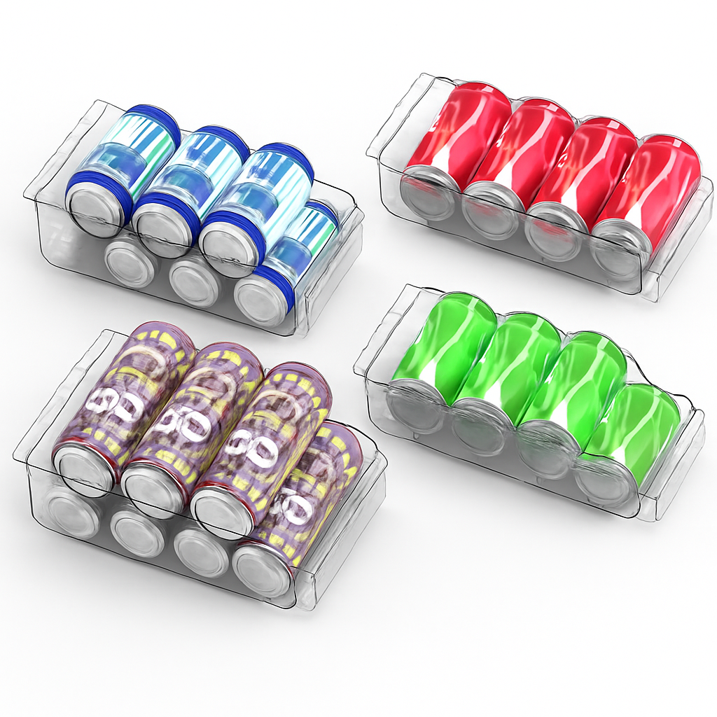 Soda Can Organizers for Fridge - Adjustable Clear Kitchen