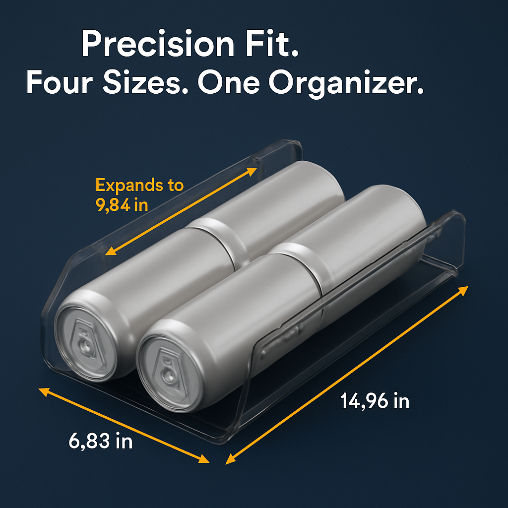 Soda Can Organizers for Fridge - Adjustable Clear Kitchen