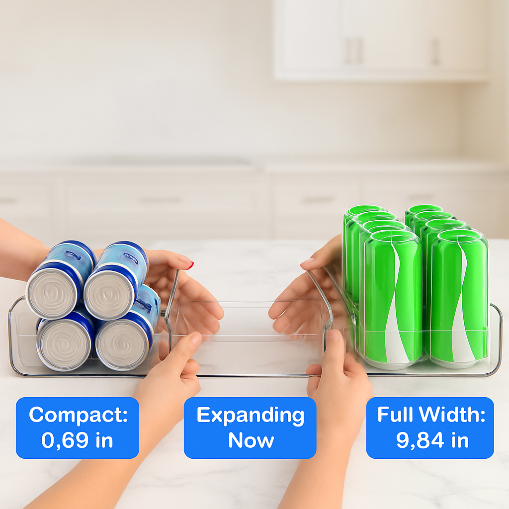 Soda Can Organizers for Fridge - Adjustable Clear Kitchen