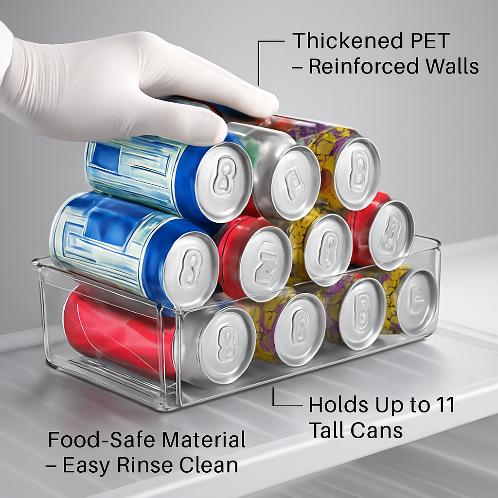 Soda Can Organizers for Fridge - Adjustable Clear Kitchen