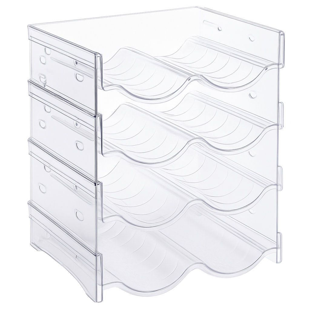 4 Tier Bottle Storage Holder - Transparent Stackable