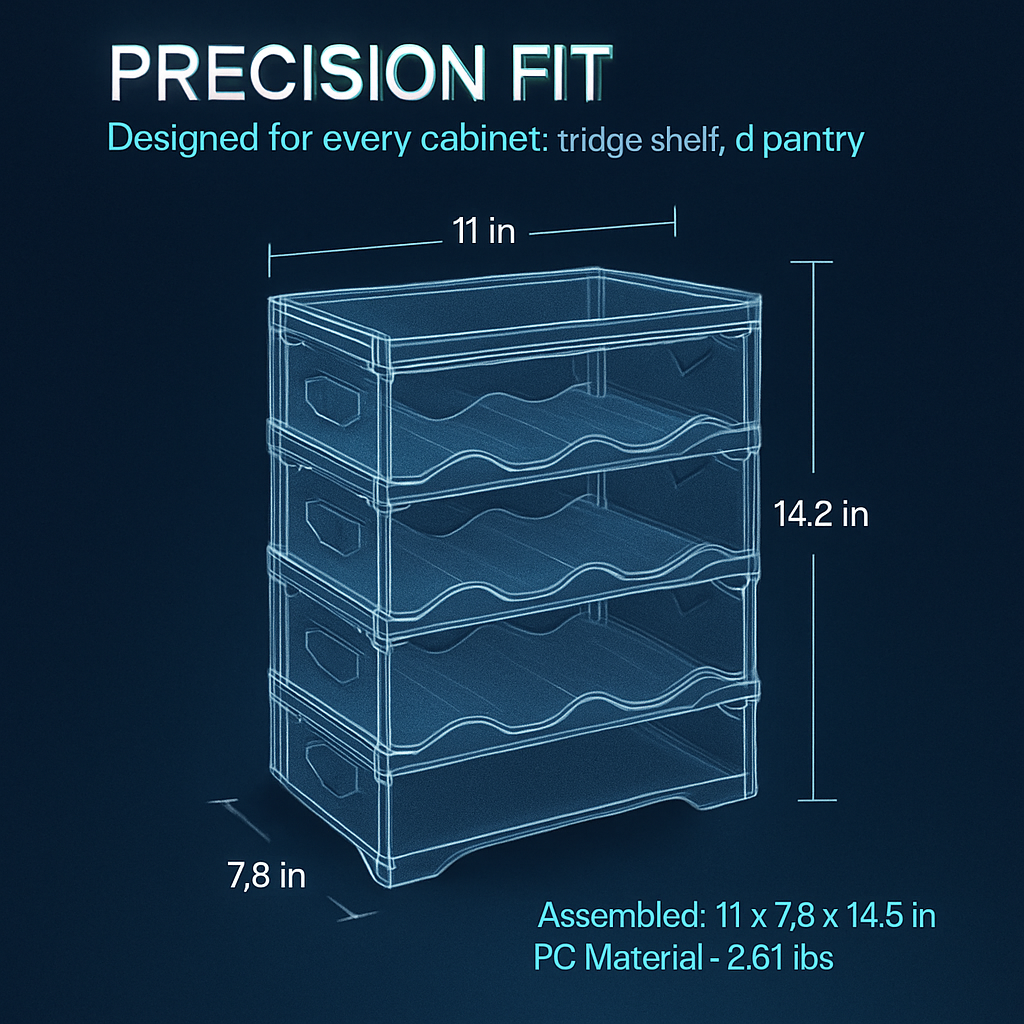 4 Tier Bottle Storage Holder - Transparent Stackable