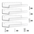Clear Acrylic Floating Shelves 4 Pack - Wall Mount