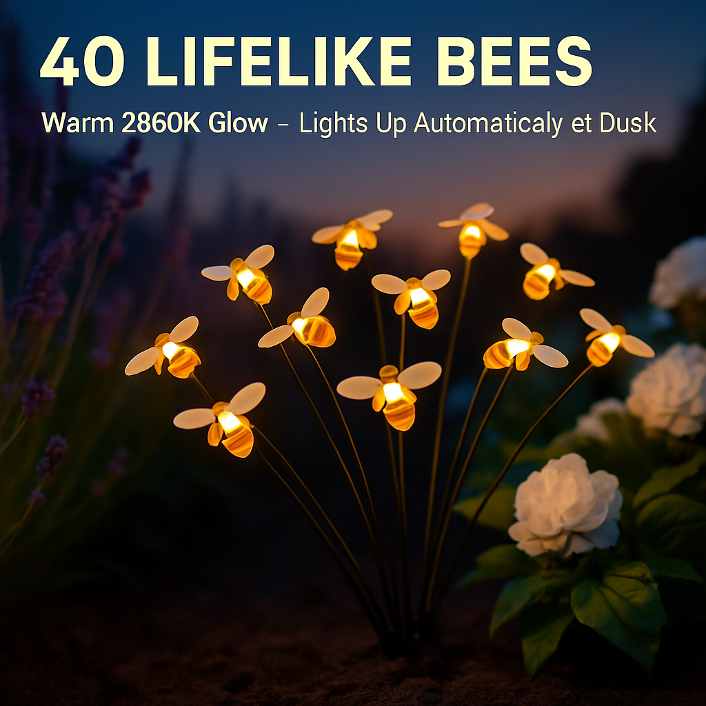 Solar Bee Stake Lights with 2 Lighting Modes