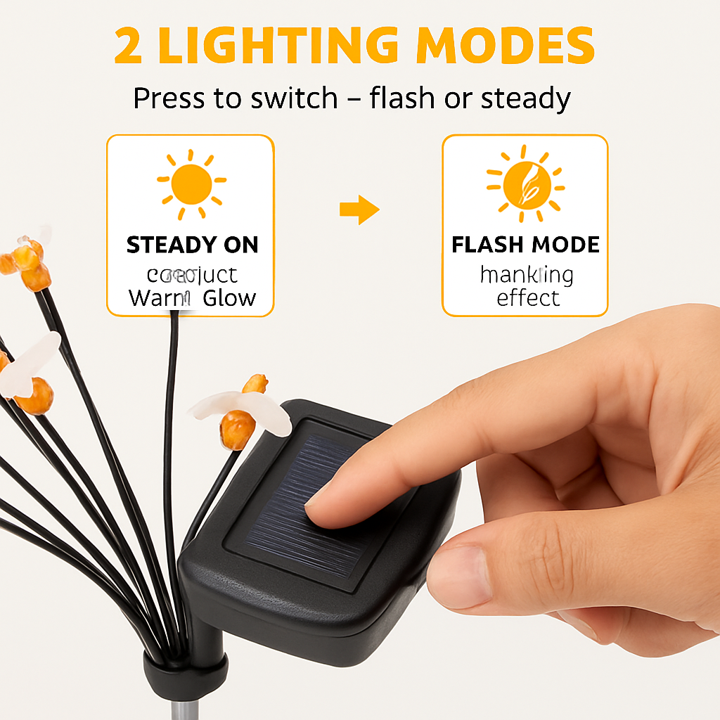 Solar Bee Stake Lights with 2 Lighting Modes