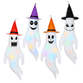 Halloween Ghost Windsocks with Witch Hats and LED Lights