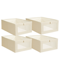 Foldable Linen Clothing Storage Bin with Clear Window