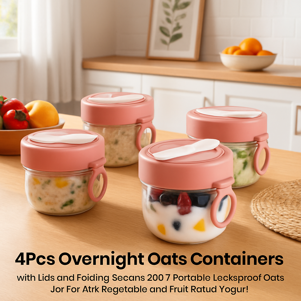 Overnight Oats Containers with Lids - Leak-Proof