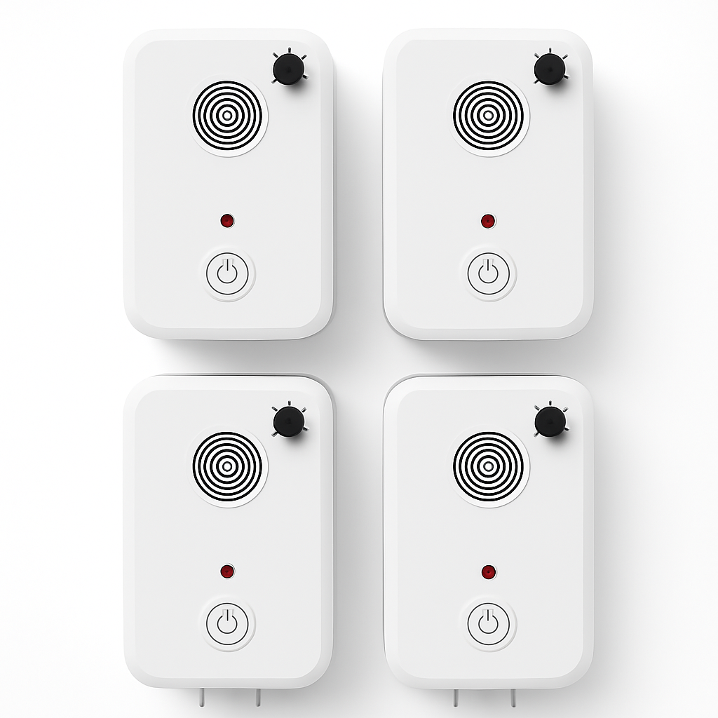 4Pack Plug In Ultrasonic Bat Repellent Indoor Bird Mouse Deterrent Device with 6 Adjustable Levels for Attic Garage Kitchen Warehouse