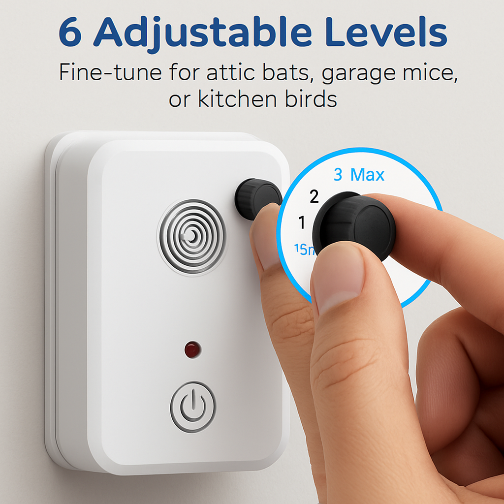 4Pack Plug In Ultrasonic Bat Repellent Indoor Bird Mouse Deterrent Device with 6 Adjustable Levels for Attic Garage Kitchen Warehouse