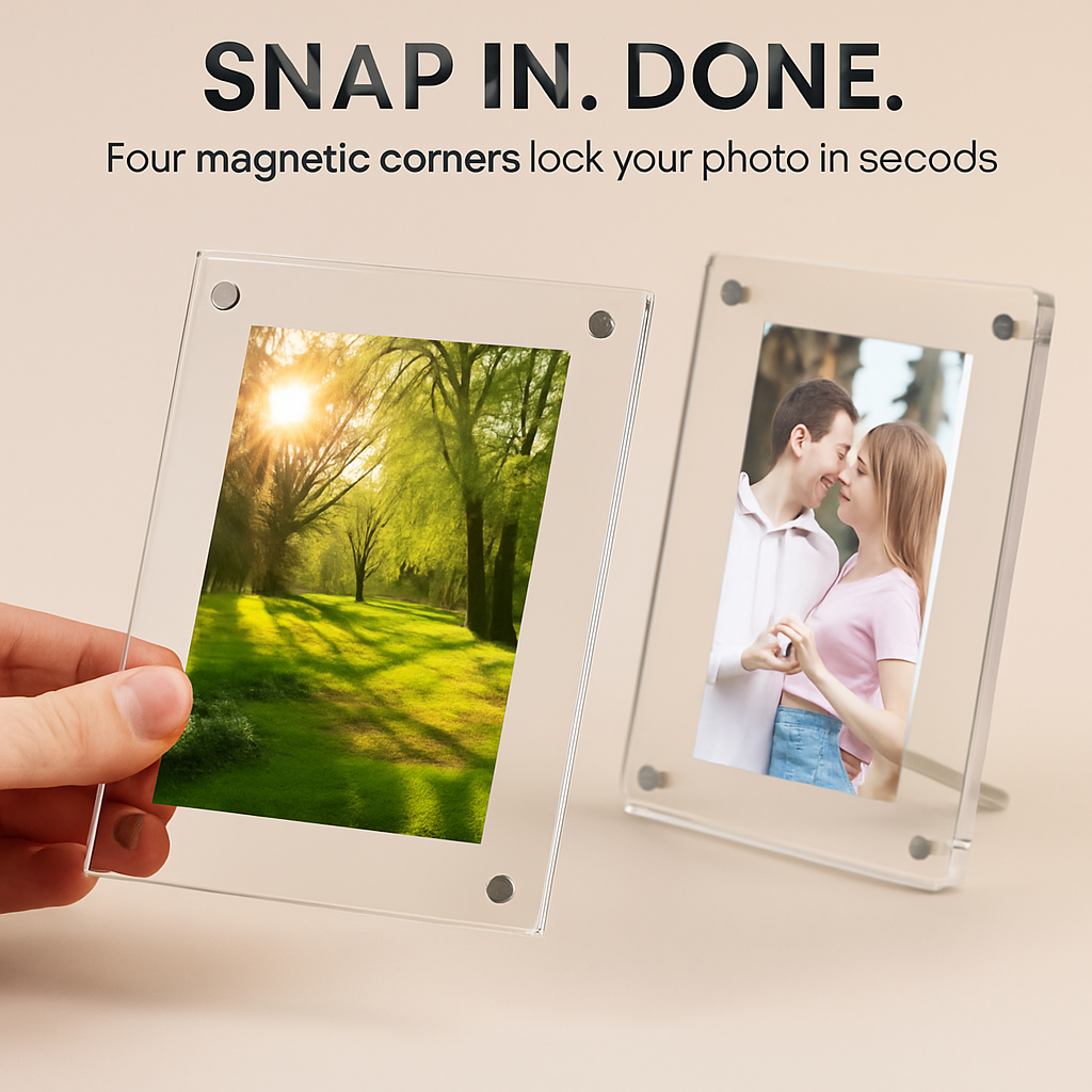 Acrylic Picture Frames, 4-Pack, Free Standing