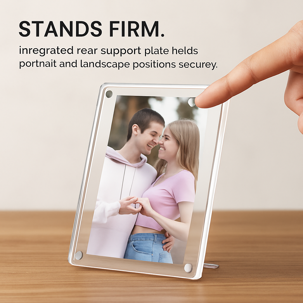 Acrylic Picture Frames, 4-Pack, Free Standing