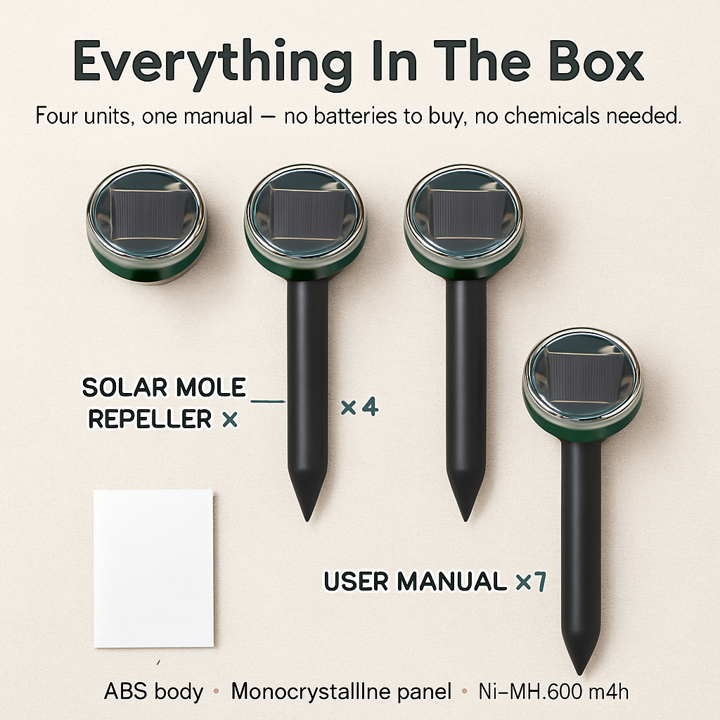 Solar Powered Mole & Gopher Repeller for Outdoor Use