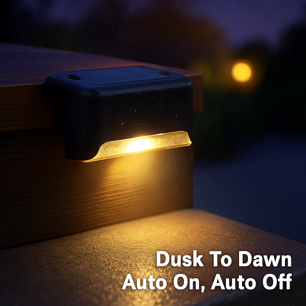 Solar Powered LED Step Lights for Outdoor Stairs