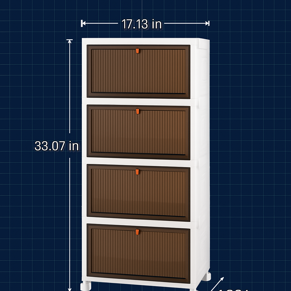 4-Tier Foldable Storage Bins with Lid Front Magnetic Door