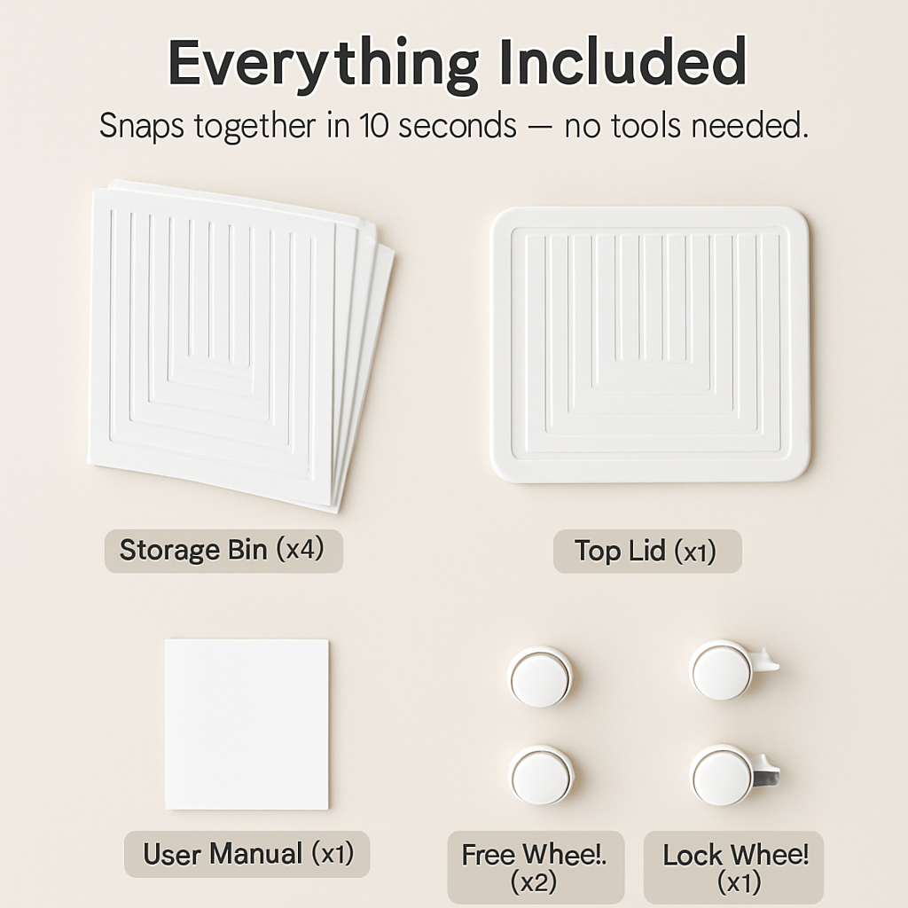 4-Tier Foldable Storage Bins with Lid Front Magnetic Door