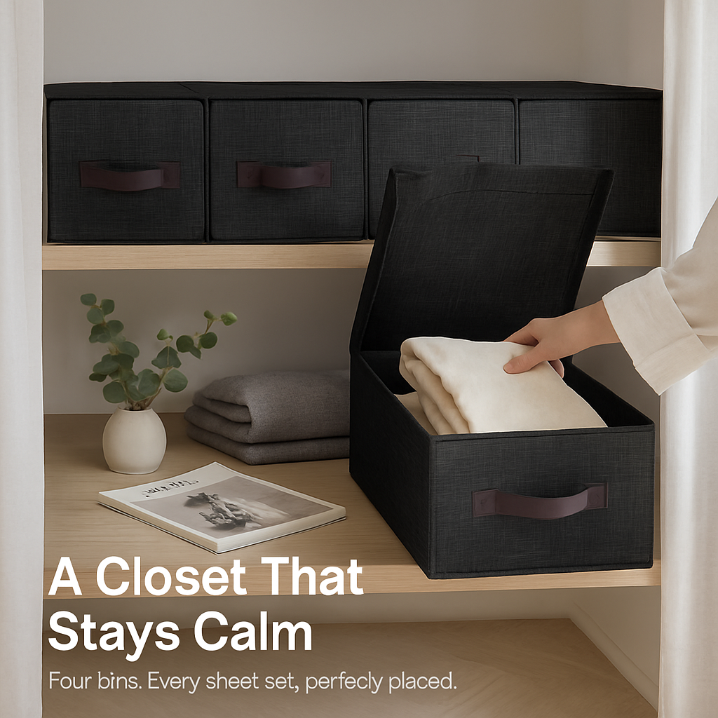 Foldable Bed Sheet Organizer Set Black Edition