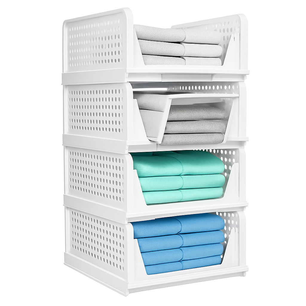 Plastic Storage Box Closet Organizer with Foldable Drawer