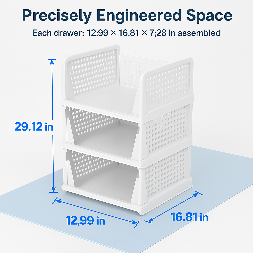 Plastic Storage Box Closet Organizer with Foldable Drawer