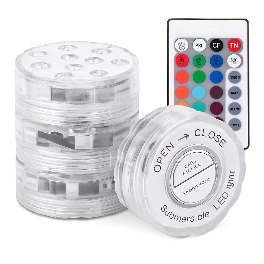 Submersible RGB LED Lights 4-Pack for Vases & Aquariums
