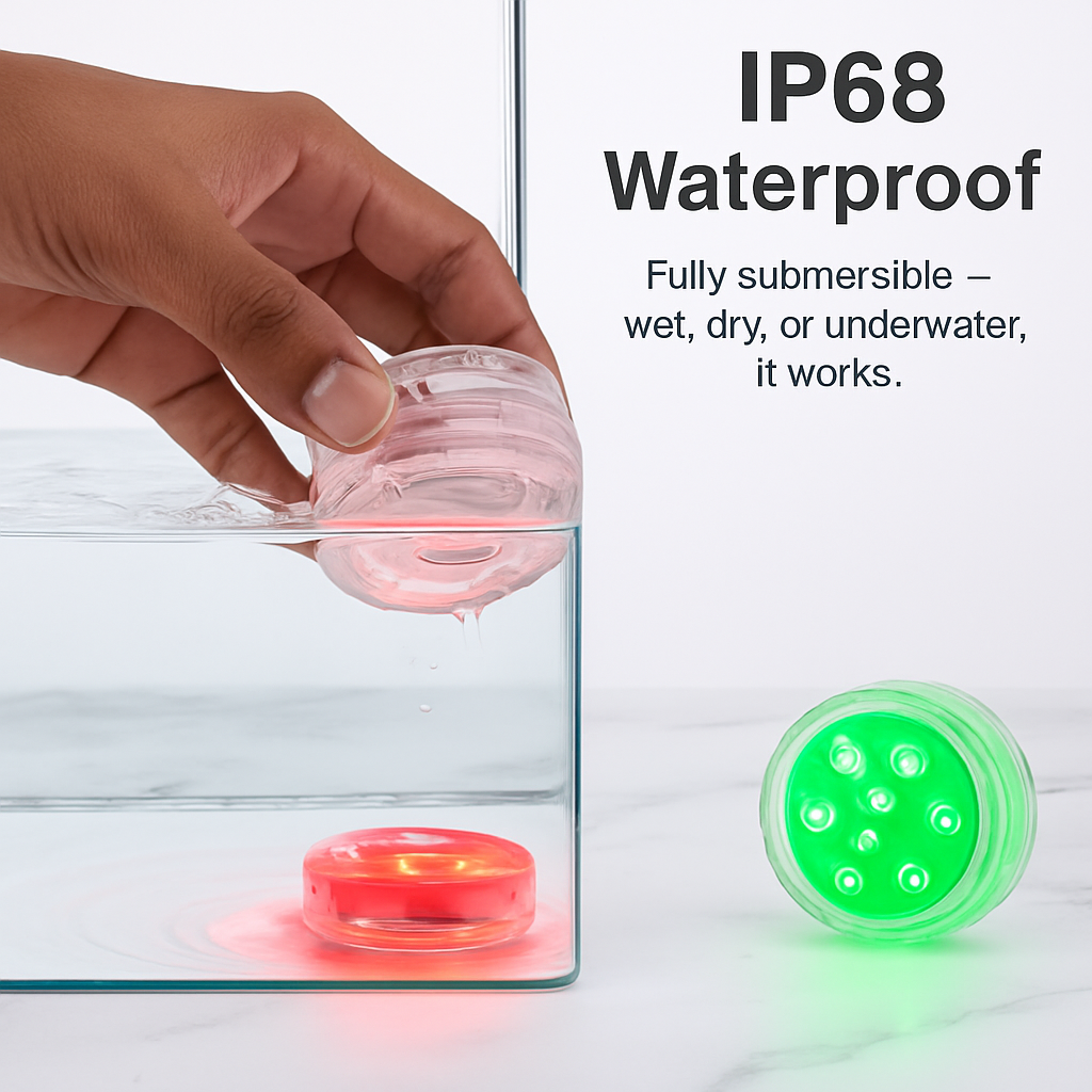 Submersible RGB LED Lights 4-Pack for Vases & Aquariums