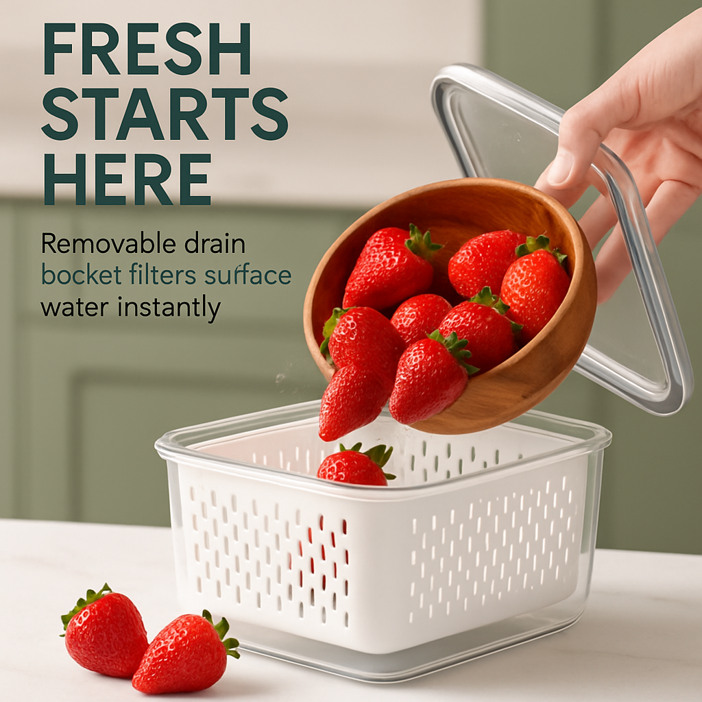 Fruit & Vegetable Storage Containers with Drain Basket