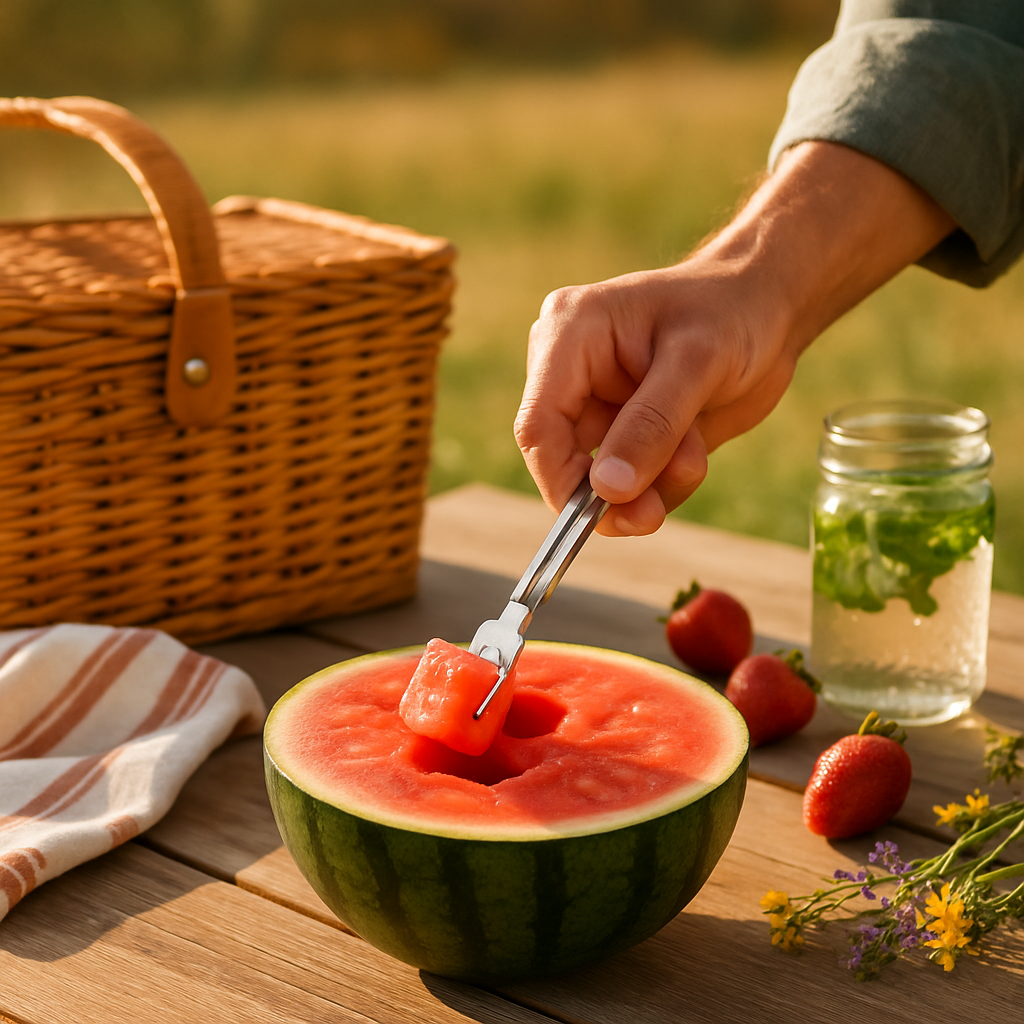 Watermelon Cutter Slicer Fork 2-in-1 Stainless Steel