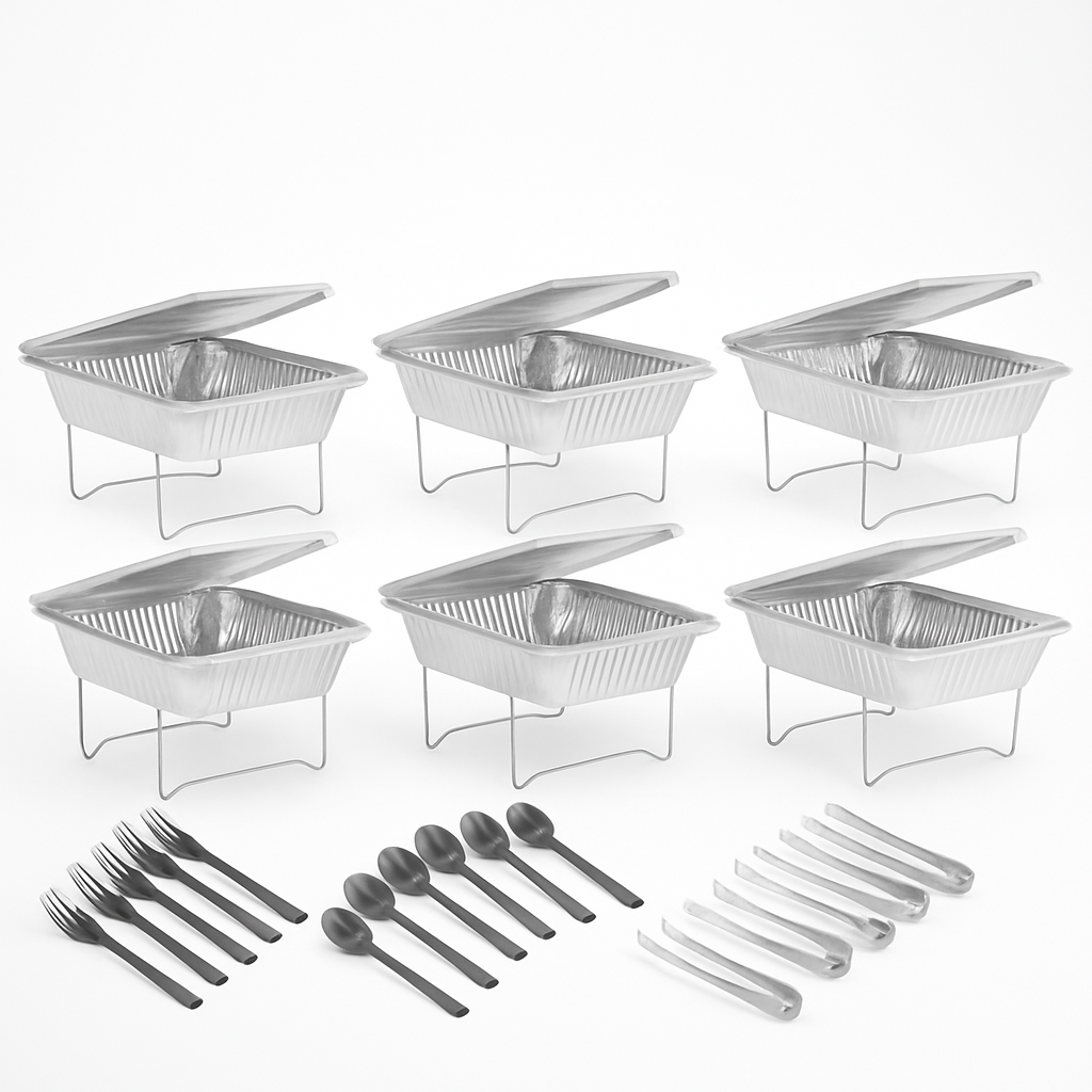 Disposable Chafing Dish Buffet Set with Pans, Lids & Stands
