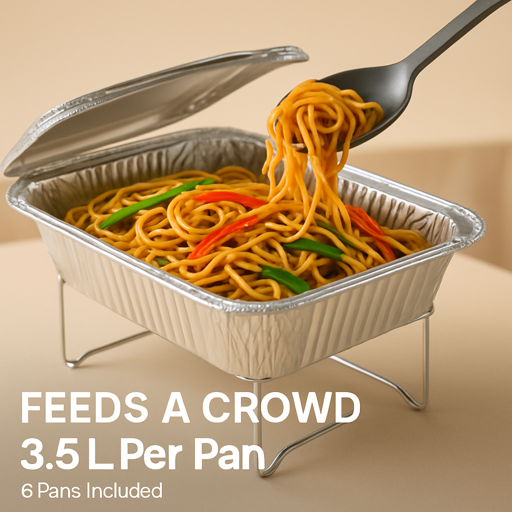 Disposable Chafing Dish Buffet Set with Pans, Lids & Stands
