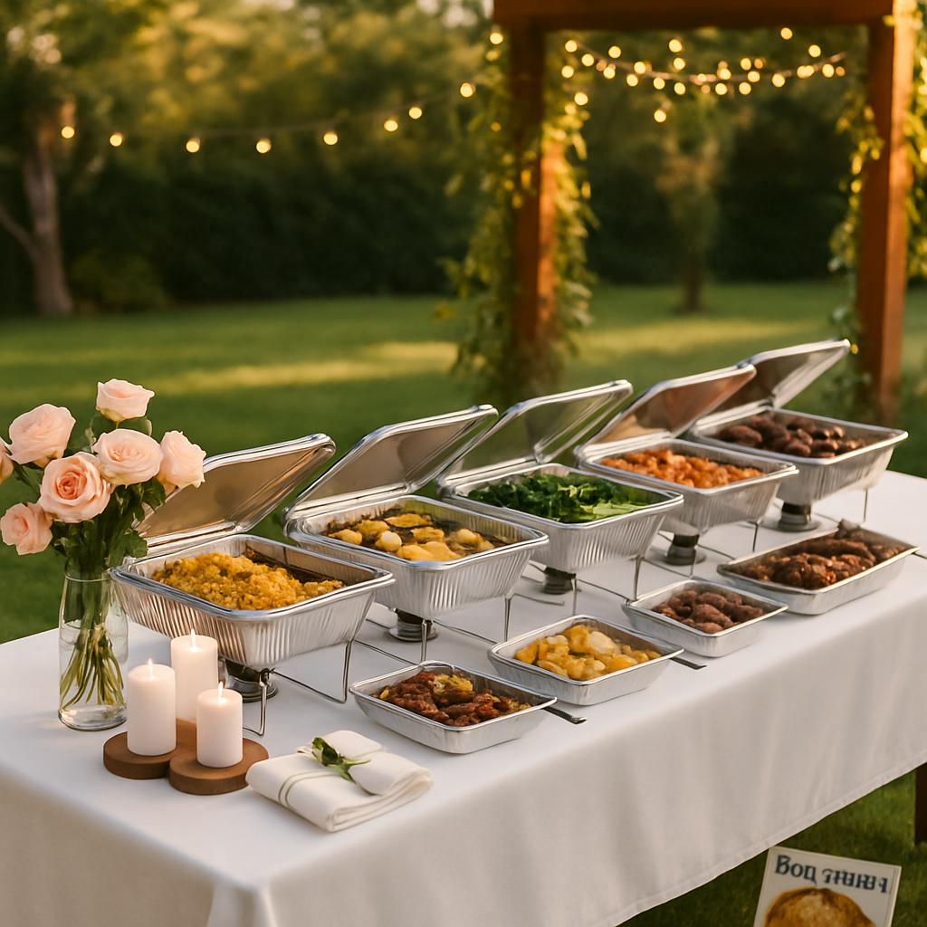 Disposable Chafing Dish Buffet Set with Pans, Lids & Stands