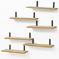 Floating Wall Shelves with Brackets - 6 Sets for Living Room