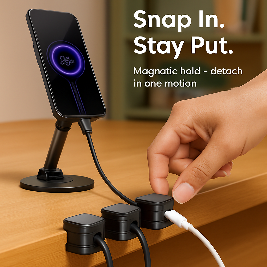 Magnetic Cable Clips - Adhesive Wire Organizer for Home