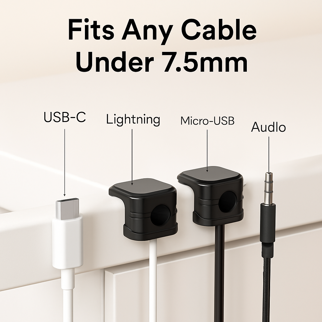Magnetic Cable Clips - Adhesive Wire Organizer for Home