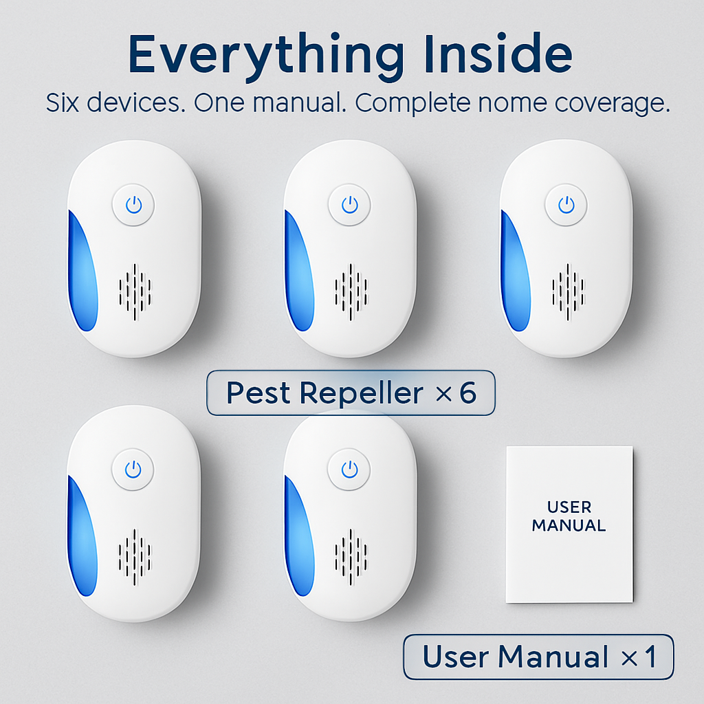 6 Packs Ultrasonic Pest Repellers Electric Plug-In Indoor Pest Control Mouse Repellent Chaser Deterrent Rodent Chaser with 2 Modes for Home Kitchen Of