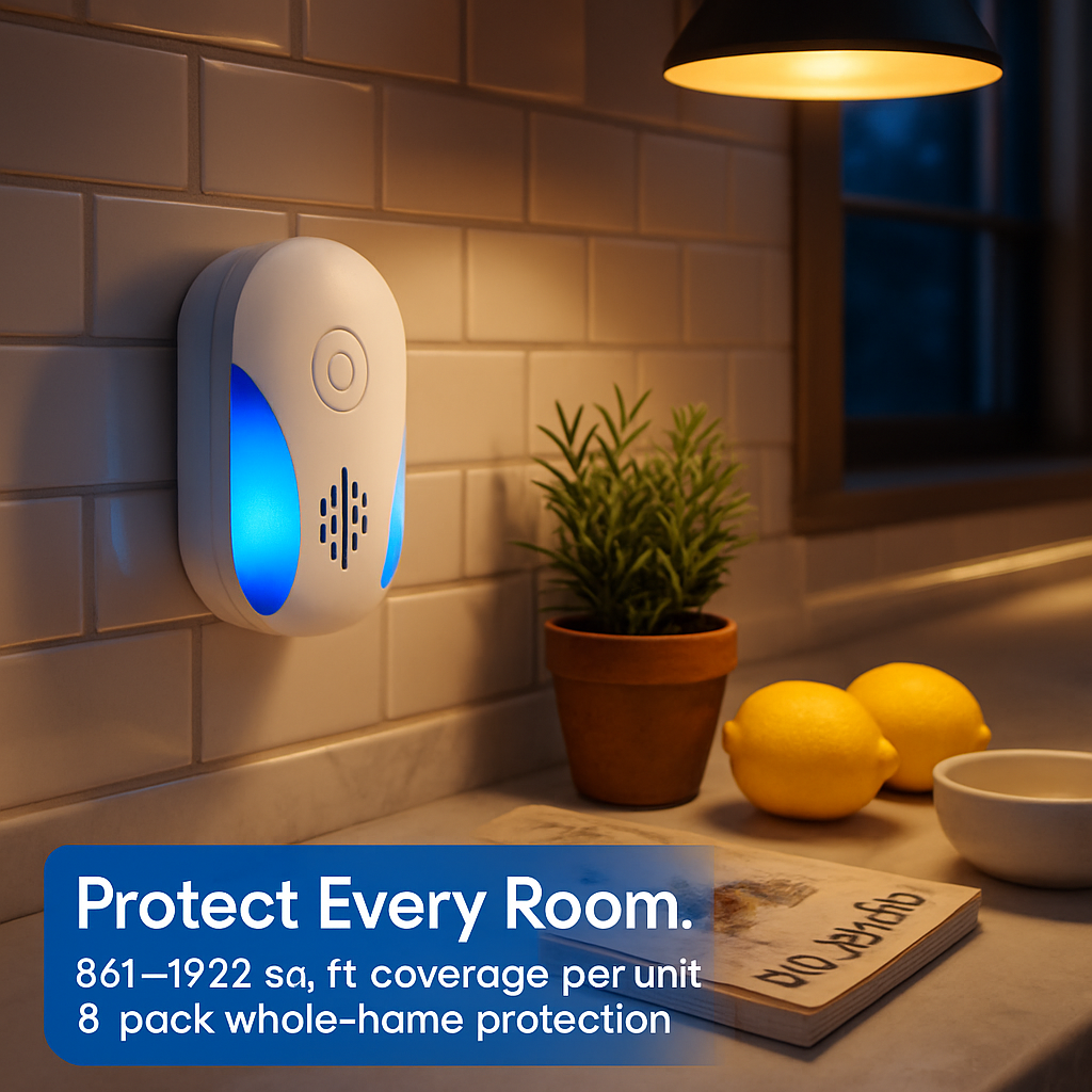 6 Packs Ultrasonic Pest Repellers Electric Plug-In Indoor Pest Control Mouse Repellent Chaser Deterrent Rodent Chaser with 2 Modes for Home Kitchen Of
