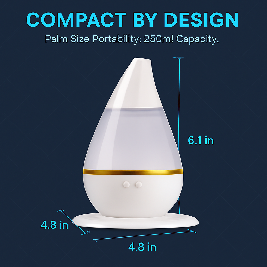 250ml Cool Mist Humidifier Ultrasonic Aroma Essential Oil Diffuser w/7 Color Changeable LED Lights  for Office Home Room Vehicle Study Yoga Spa
