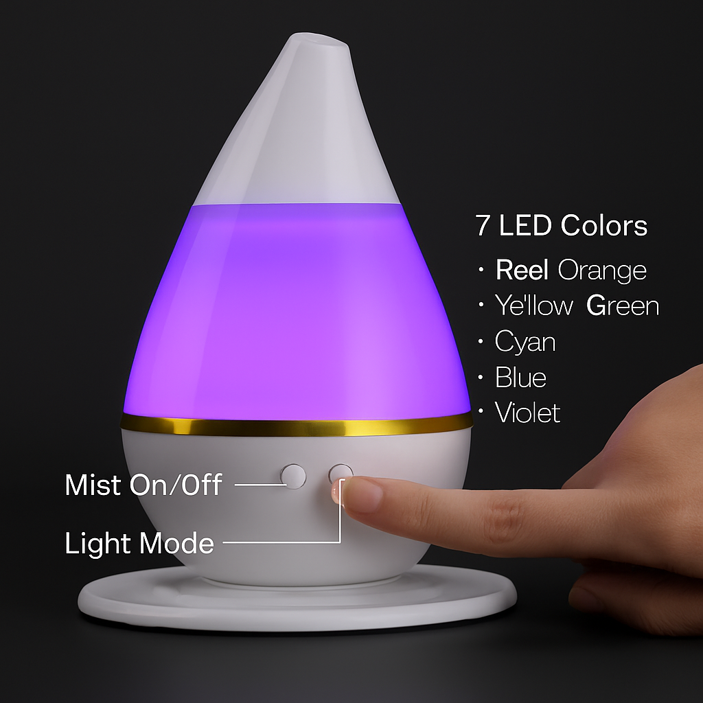 250ml Cool Mist Humidifier Ultrasonic Aroma Essential Oil Diffuser w/7 Color Changeable LED Lights  for Office Home Room Vehicle Study Yoga Spa