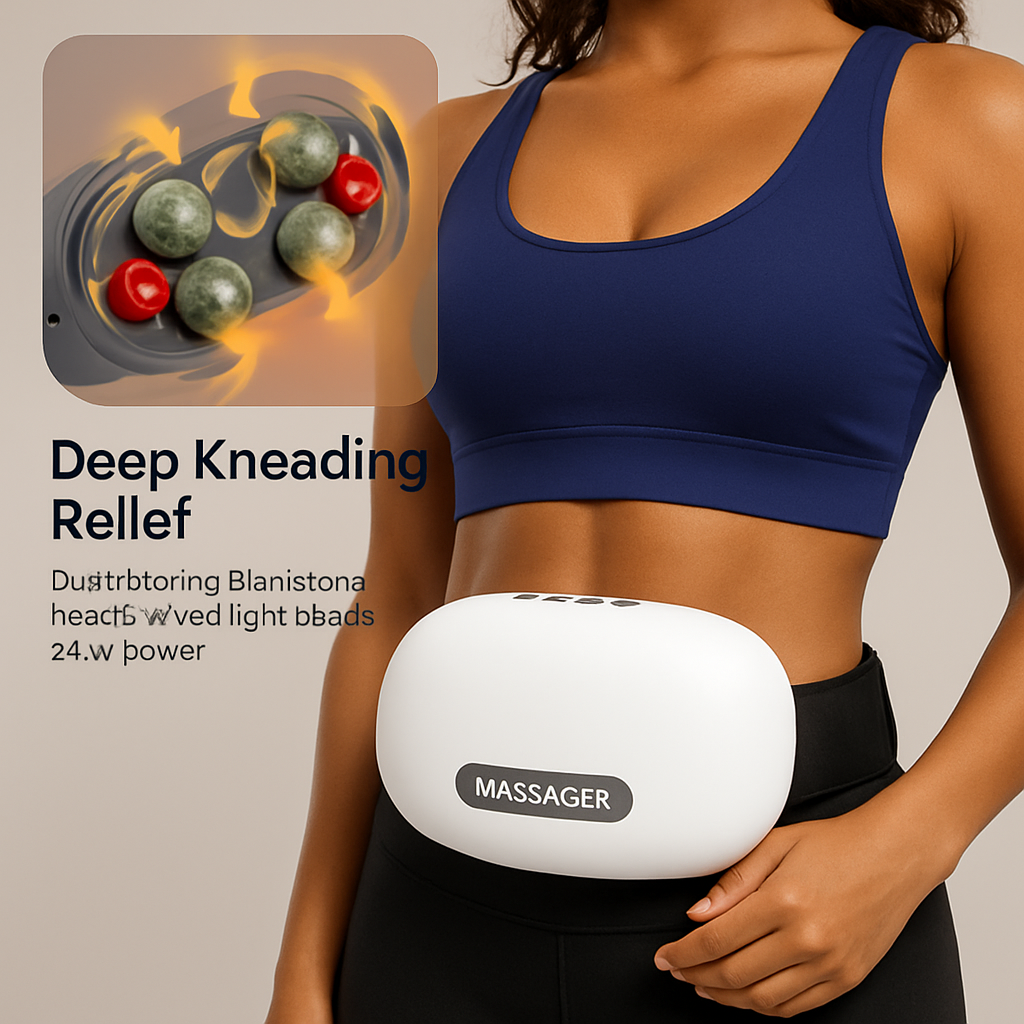 Abdominal Massager Anti Cellulite Remover Machine Electric Stomach Tummy Massager Automatic Bian Stone Kneading Massager with 5 Modes 3 Heat 3 Speeds