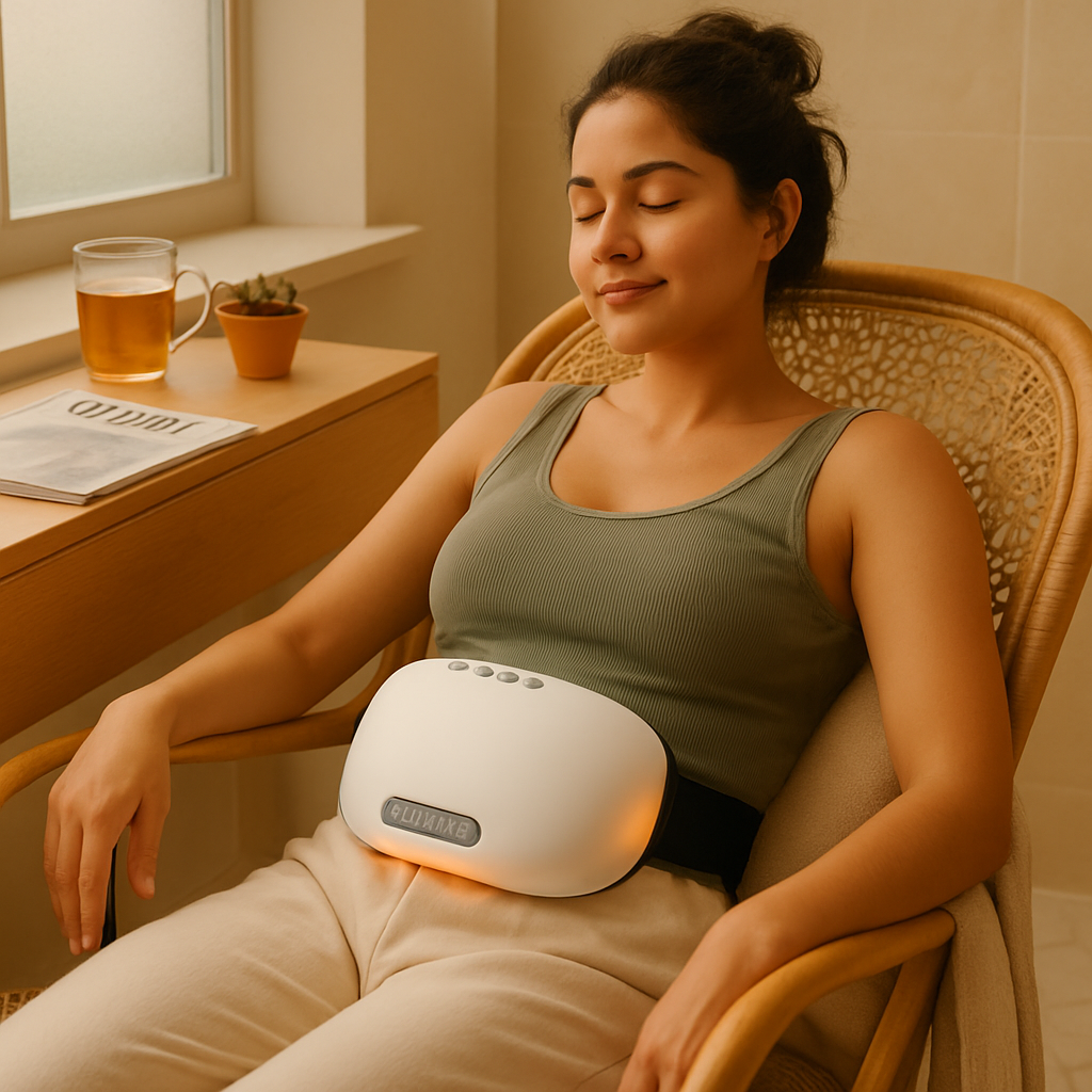Abdominal Massager Anti Cellulite Remover Machine Electric Stomach Tummy Massager Automatic Bian Stone Kneading Massager with 5 Modes 3 Heat 3 Speeds