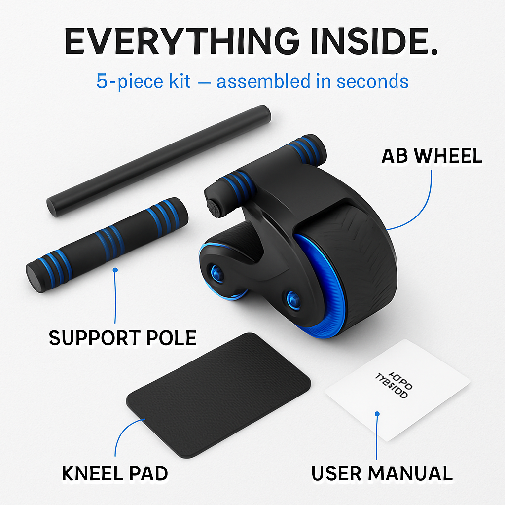 Abdominal Wheel with Kneel Pad and Phone Holder for Home Gym