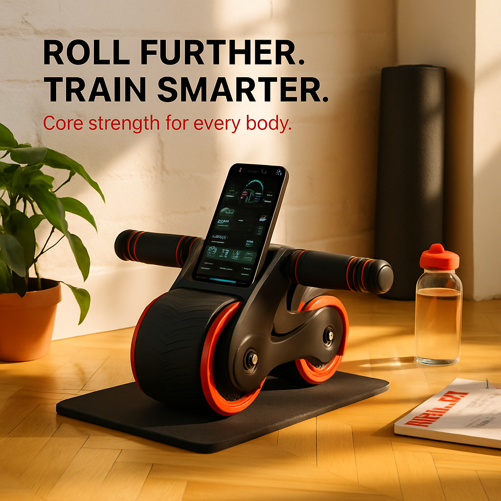 Abdominal Wheel with Kneel Pad and Phone Holder for Home Gym