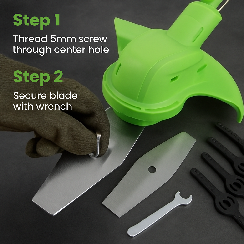 Cordless Grass Trimmer with Saw & Multi-Blade Kit