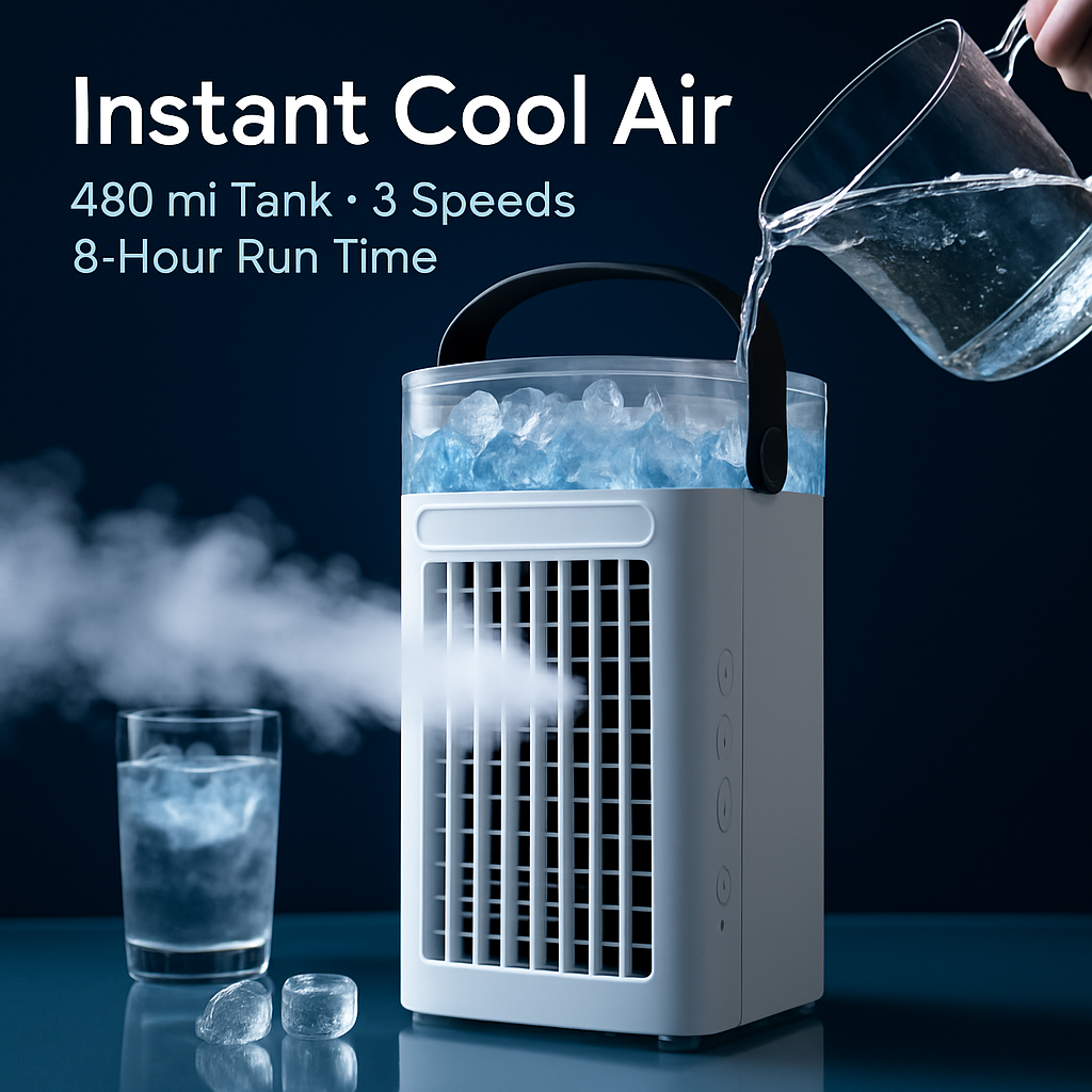 Portable Air Conditioner Fan with 4-in-1 Evaporative Cooling