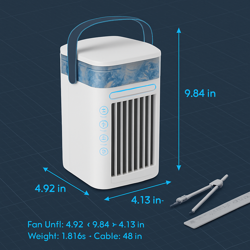 Portable Air Conditioner Fan with 4-in-1 Evaporative Cooling