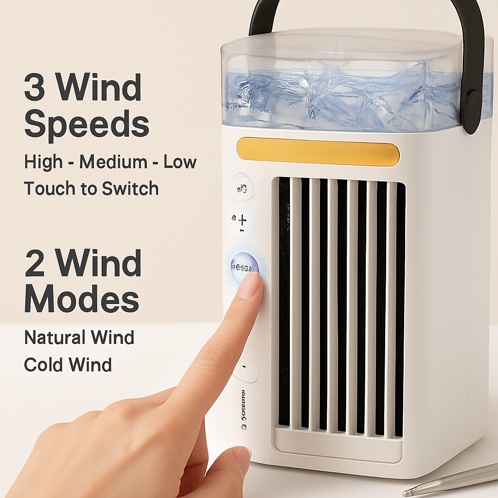 Portable Air Conditioner Fan with 4-in-1 Evaporative Cooling